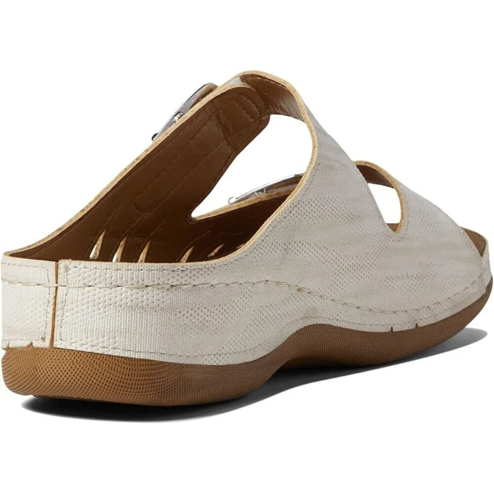 Flexus Samuella Sandals Women's 9 Beige Adjustable Strap Comfort Slip-On ZPO121